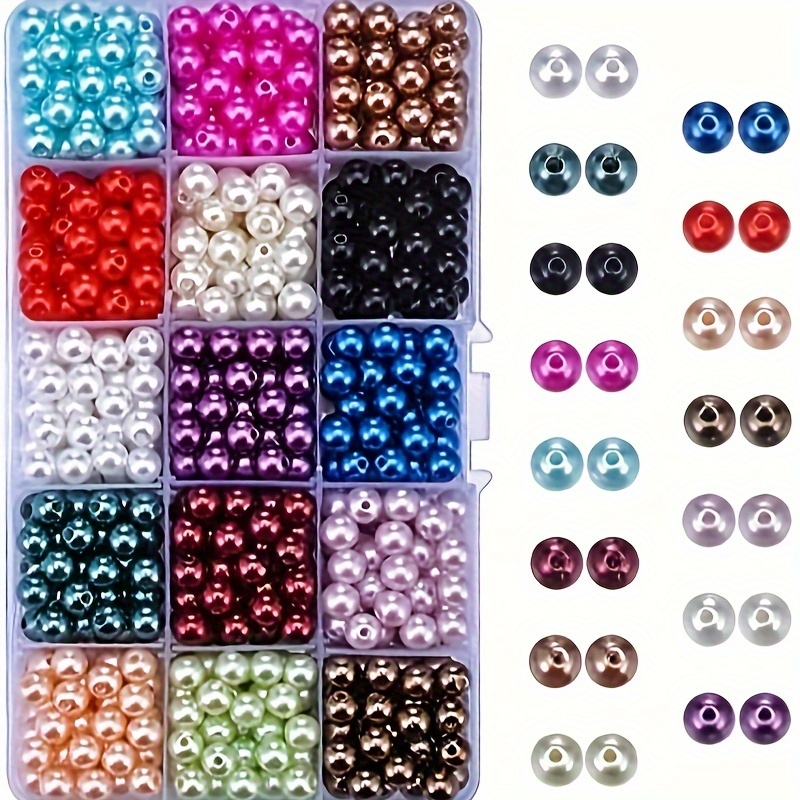 

15-color Assortment Of Glossy Polished Acrylic Pearl Beads, 6-8mm - , Wedding Decor & Craft Projects