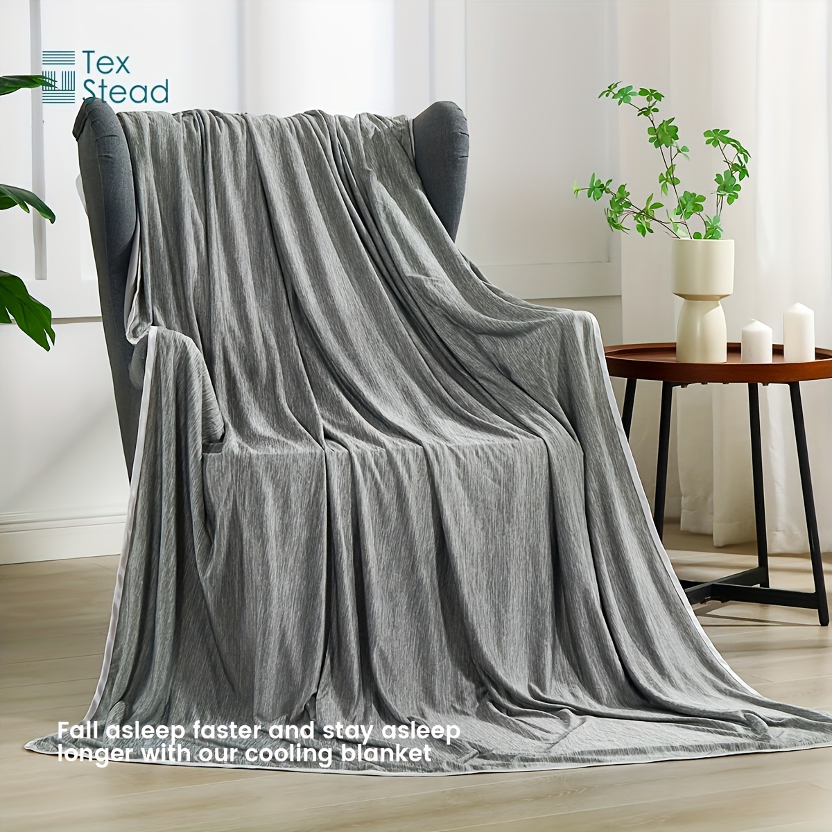 

1pc Texstead Summer Cooling Blanket, Double-sided Design With Cooling Effect & Knitted Fabric, Contemporary Style, For Bedroom Use - Ideal For Hot Sleepers