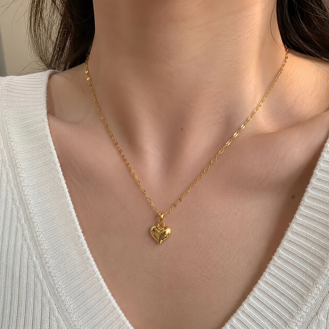 Women's 18K Gold-Plated Heart Pendant Necklace