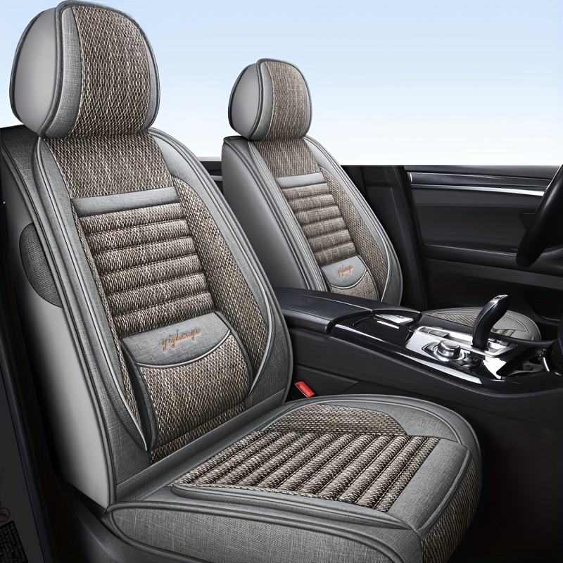 TEMU Luxury Linen Fixed Lumbar Support Full Cover Car Seat Covers | Comfortable, Breathable, Universal Fit For Most Cars, Suitable For , Woven With