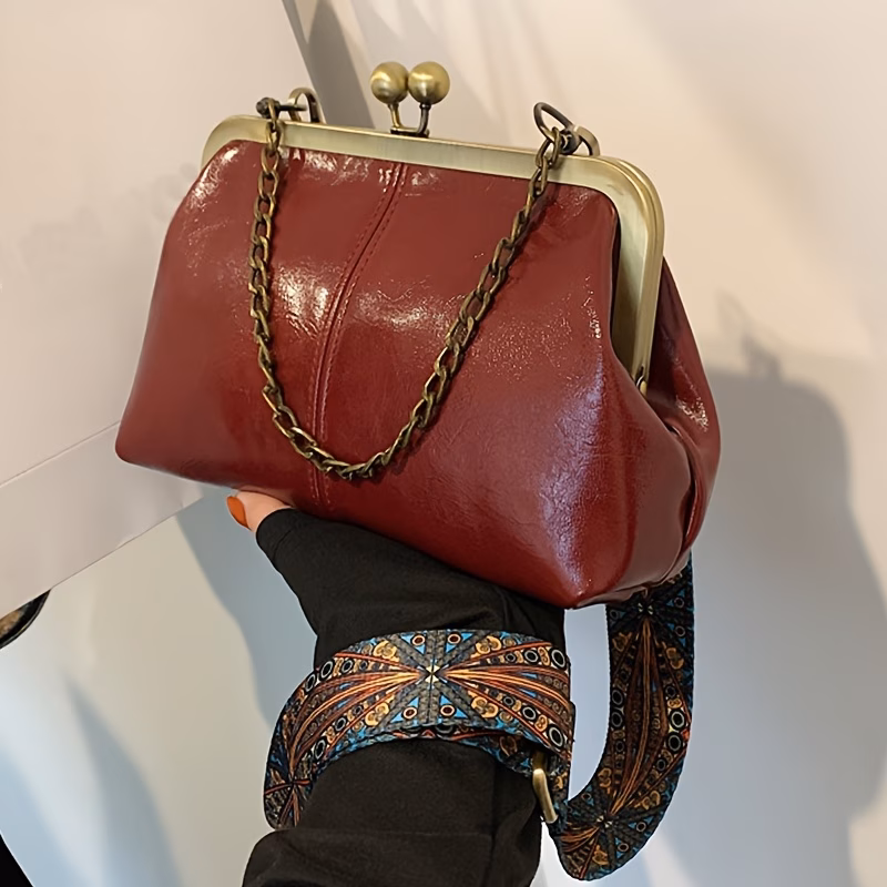 Red Kiss-Lock Clutch