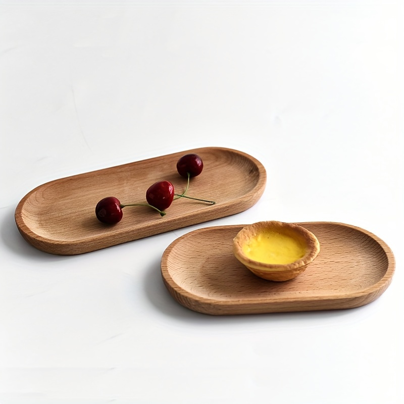 

1pc Elegant Oval Wooden Tray, Holiday-themed Multipurpose Cutlery Case, For Breakfast, Snacks, Tea And Entertaining, Suitable For Home, Kitchen And Restaurant