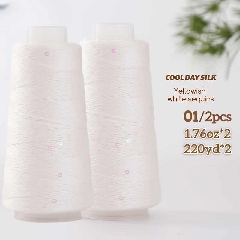 Image of 2-ply Set, 2 Skeins Of 50g Each, Total 100g, Summer Sequin Yarn, Small Yarn, Yarn, Summer Yarn, Short-sleeve Knitting Yarn, Openwork Knitting Yarn, Hand-knitted , In Colors