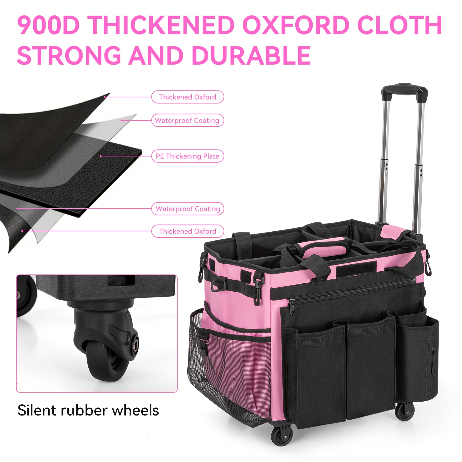 High-Capacity Large Rolling Cleaning Caddy Bag With Detachable... product image 7