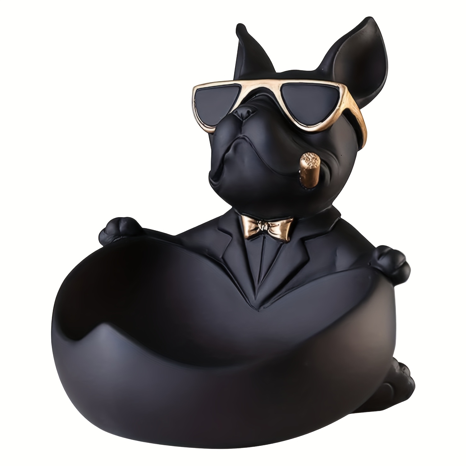 Image of Bulldog Statue Key Holder, Multi-functional Bulldog-shaped Sculpture Decor, Large Heart-shaped Storage Box, Desk Ornament, Dimensions: 19.5cm (l) X 21.8cm (w) X (h)