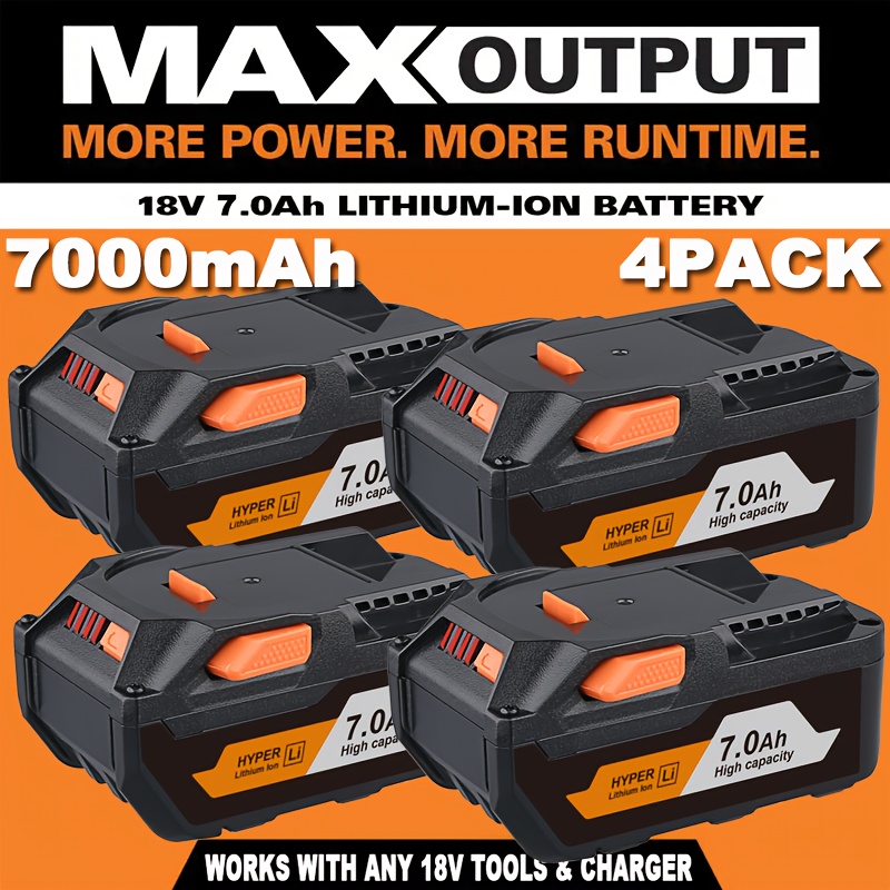TEMU 2/4pack 7000mah Lithium-ion Battery | Replacement For R840085 R840087, Compatible With 18v Drill Tools R840083 R840084 R840085, Rechargeable