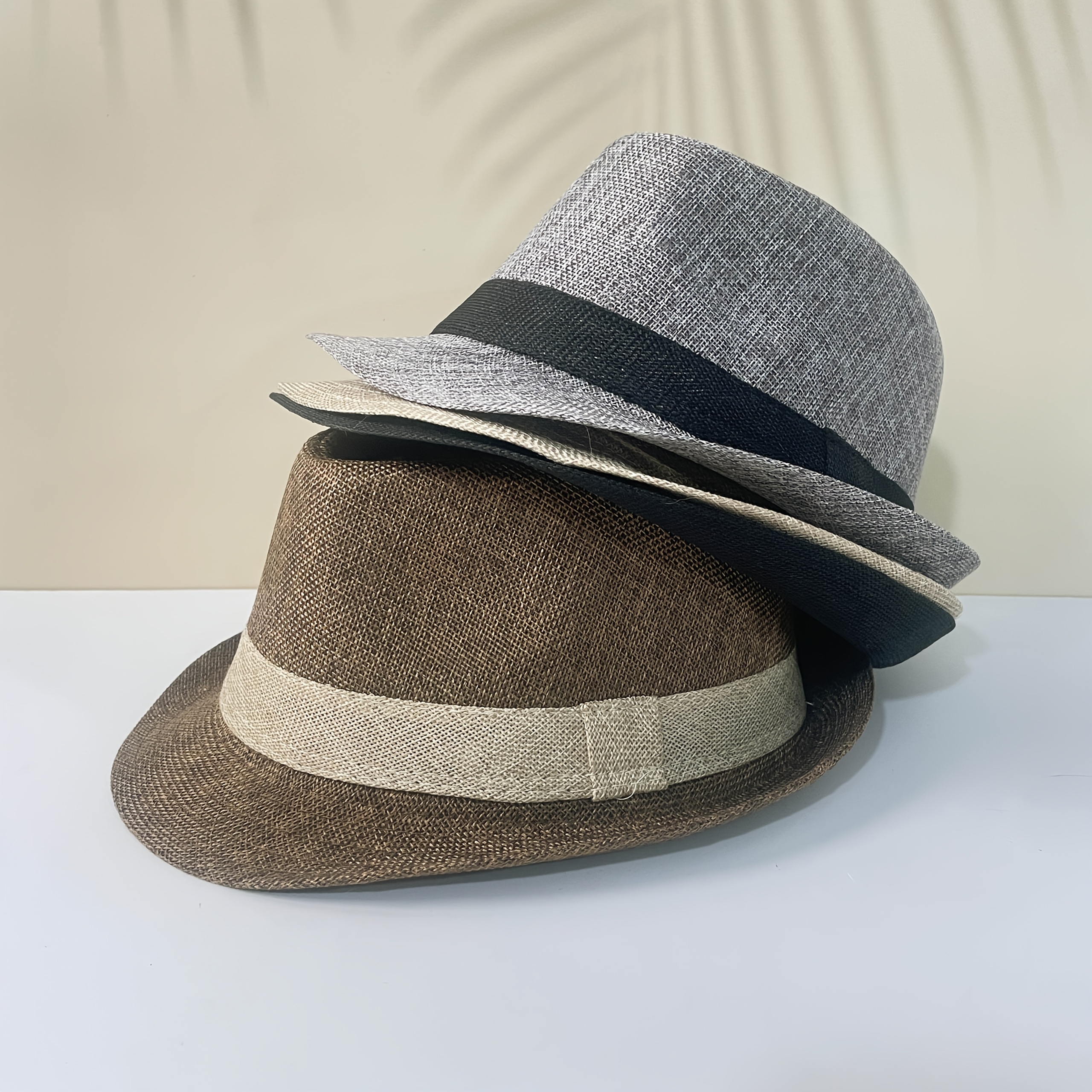 

1pc Classic Panama Straw Hat, Black Hollow-out Outdoor Felted Bowler Cap, Non-textile Material, Do Not Wash - Pack Of 1