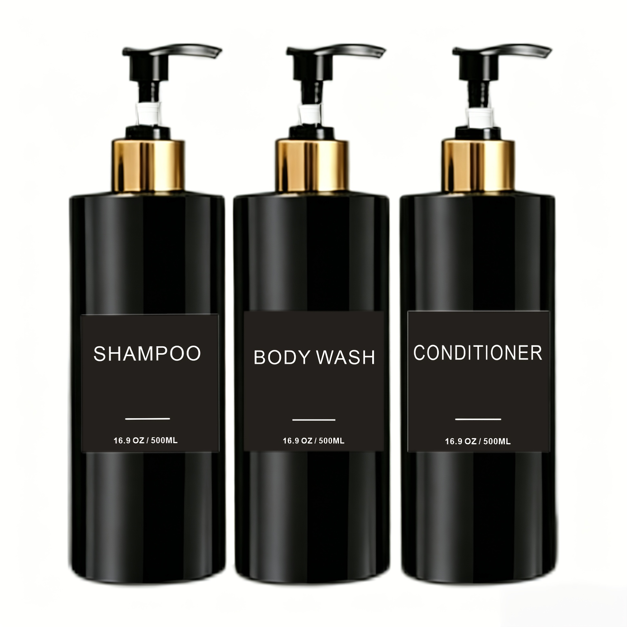 TEMU 1 Set 3pcs Bathroom Shower Dispenser Shampoo And Conditioner Soap Storage Bottles With Shower Labels