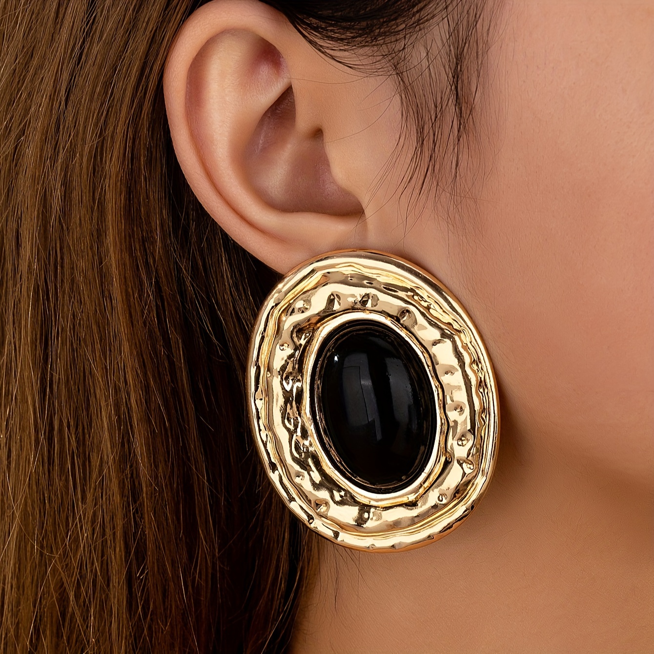Oval Stud Earrings 18K Plated Sexy Large Statement Earrings Autumn Collection