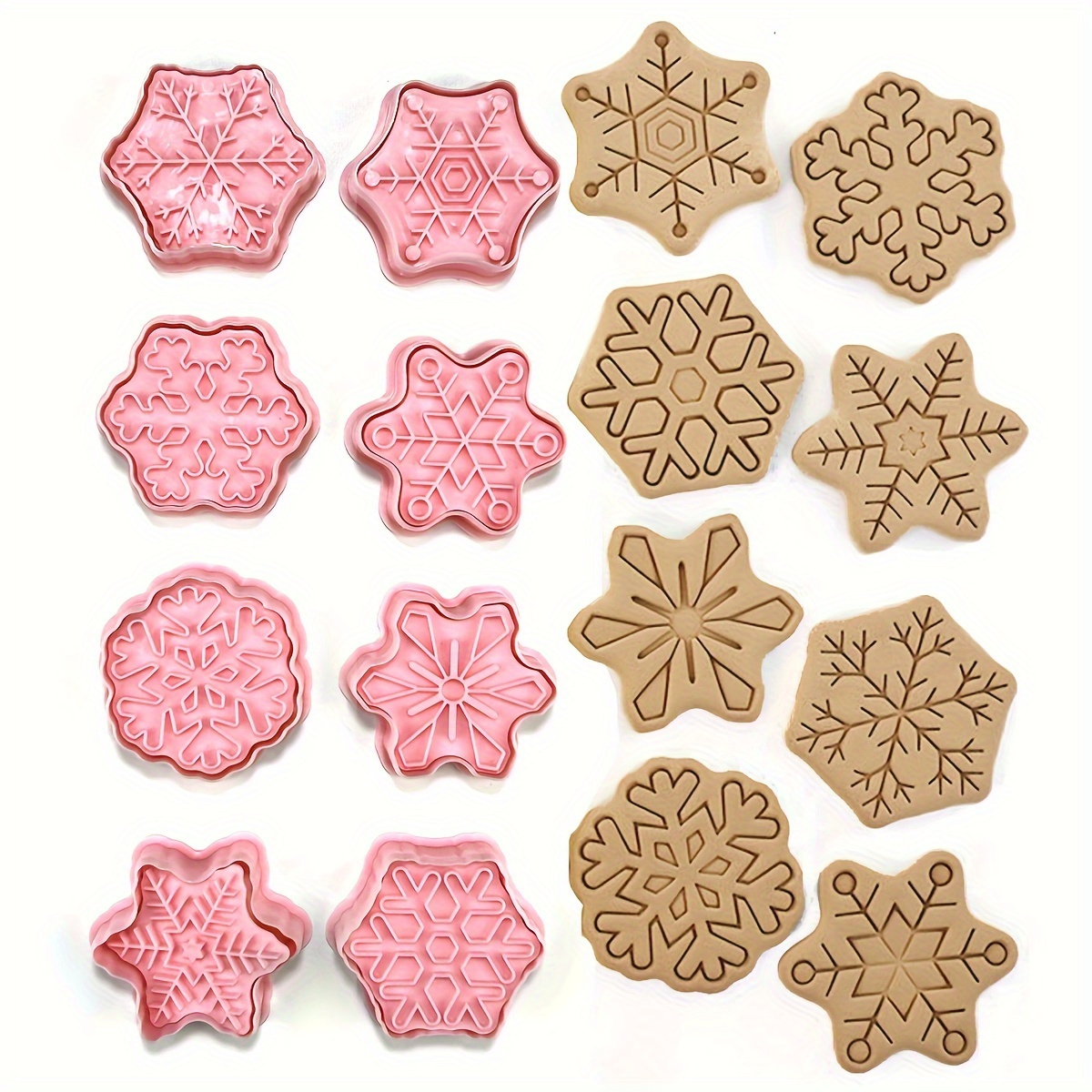 

8-piece Christmas Snowflake Cookie Cutters - Perfect For Diy Baking Enthusiasts! - Suitable For Home Use, Bakery, And Cafe - Made Of Durable Plastic - Ideal For Christmas And Halloween Decorations