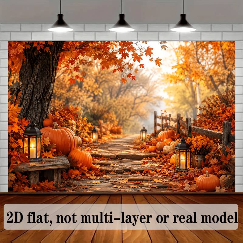 Autumn Maple Forest Pumpkin Theme Party Backdrop