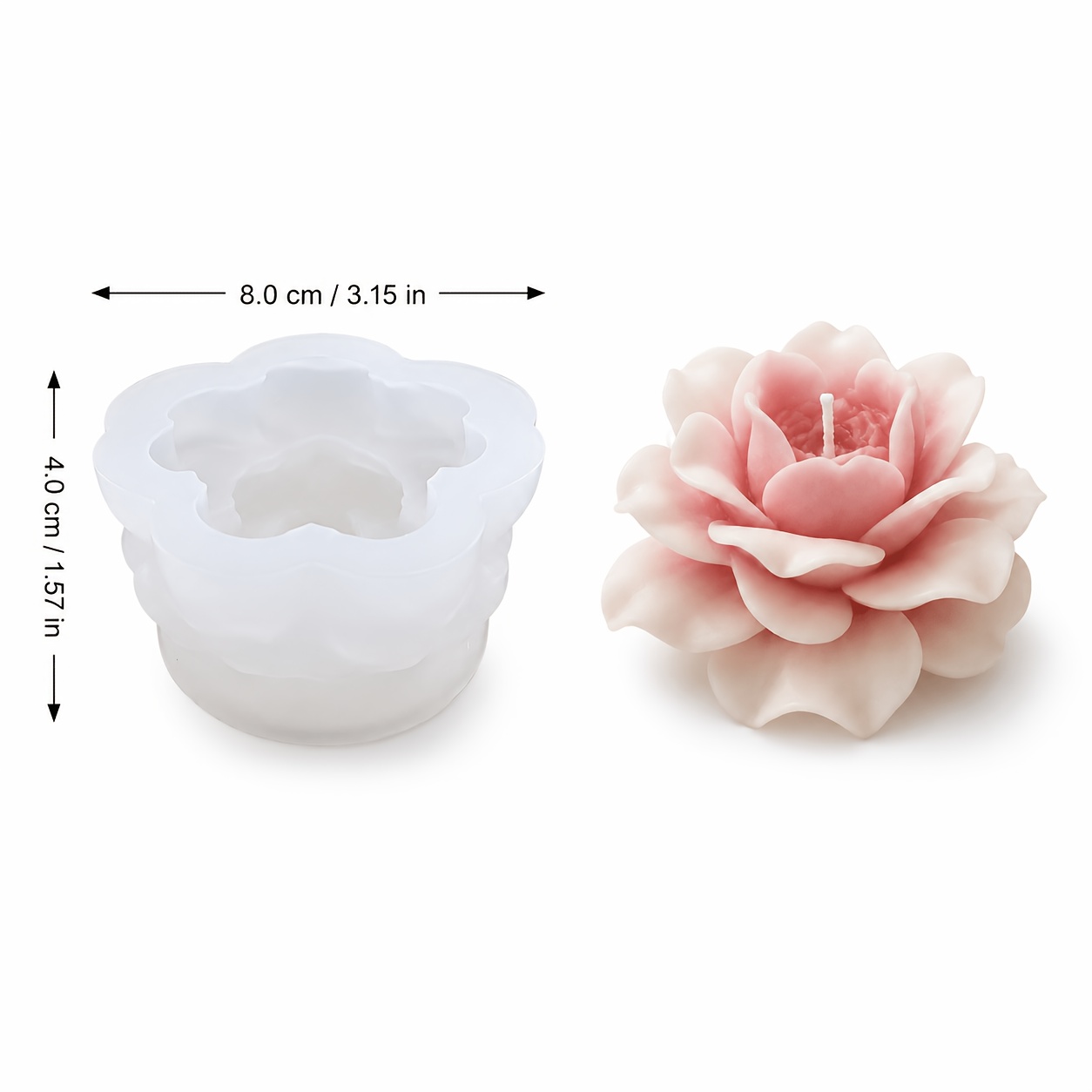 TEMU Resin Silicone Mold,3d Silicone Mold, Realistic Layered Petal Floral Casting Mold For Wax, Resin, Plaster And Soap Crafts, Flexible Easy-release