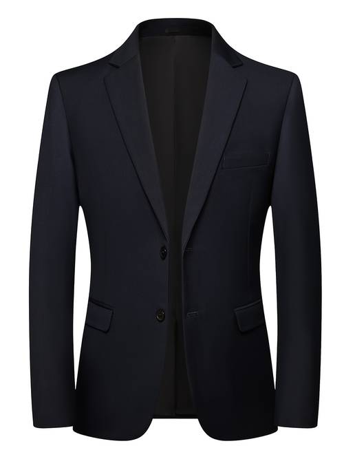 mens business casual double breasted fit long sleeve non stretch fabric solid color pocket detail for office or leisure versatile jacket sleek formal attire single breasted jacke