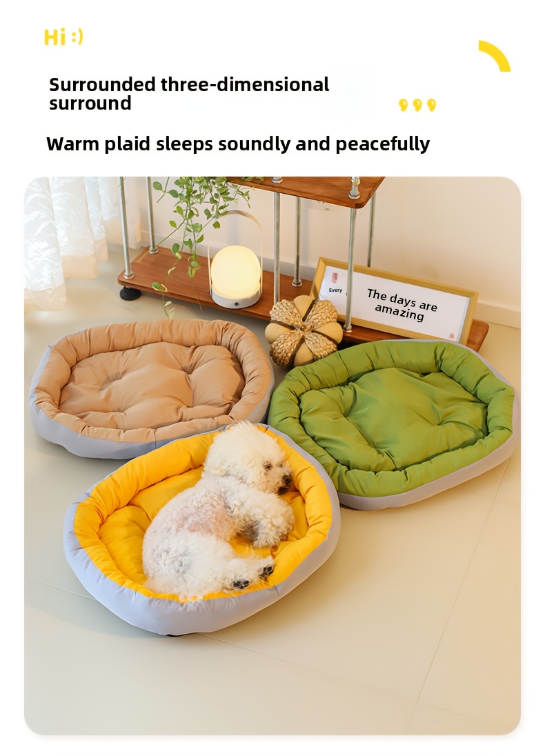 2025 new   soft non   bed cat bed plush polyester pet bed with anti slip base warm ring hug design full filled polyester   multi color options for small medium pets   cozy sleeping bed Product details 1