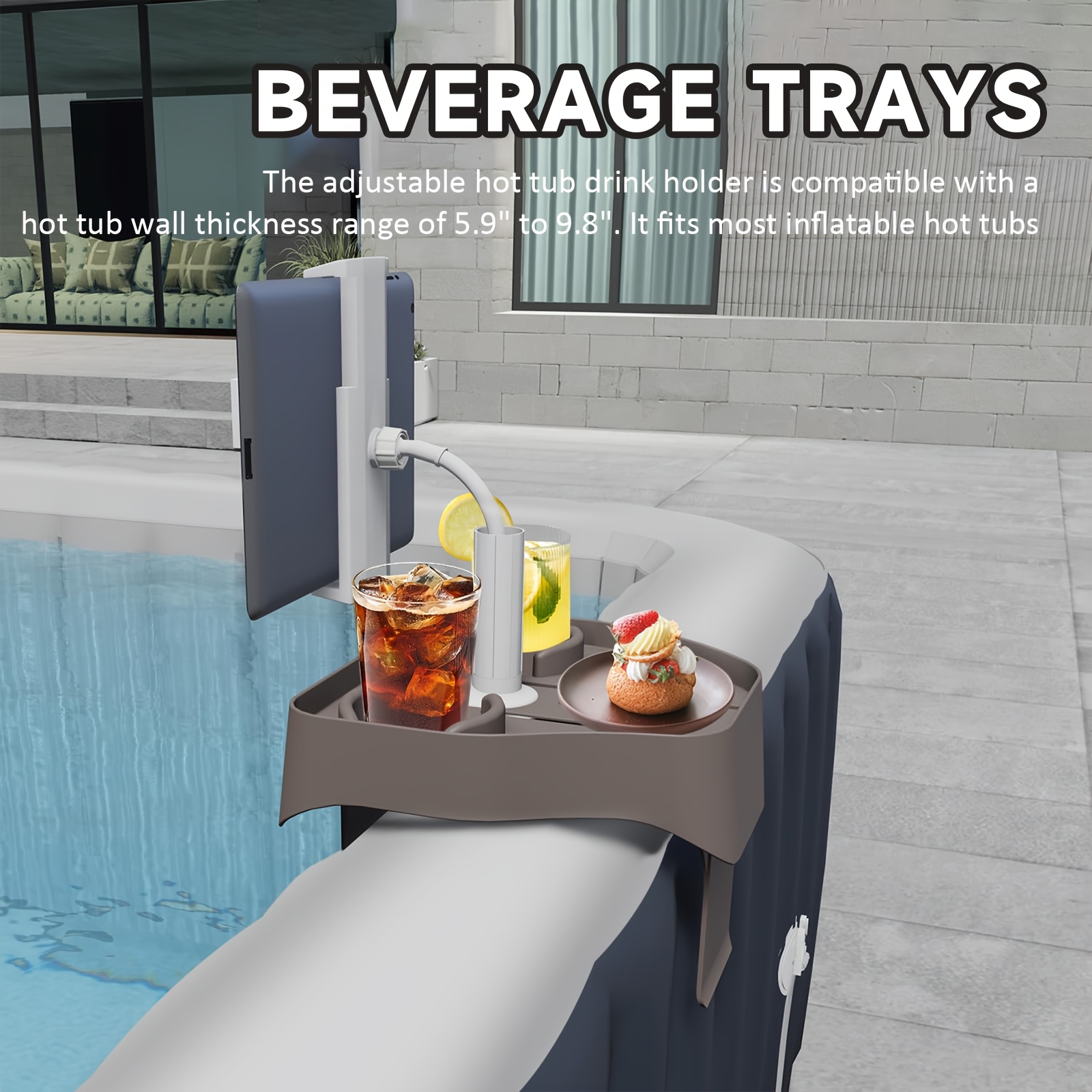 3-in-1 Pool Tablett - Getränkehalter Mit Handyhalter Für Aufblasbare Pools