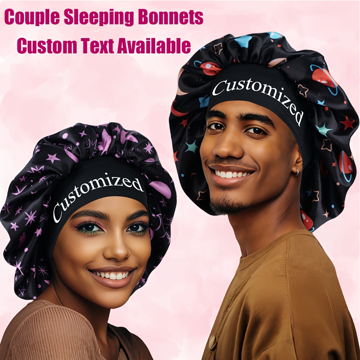 TEMU 2 pezzi Cuffia per a tesa larga in tessuto elastico, Cuffia da in raso per , per con personalizzazione , Copricapo in raso per capelli per uso e