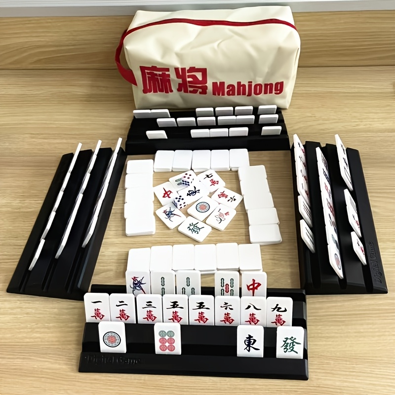 portable mahjong set 144pcs white portable   set   travel   entertainment as halloween chrismas gift