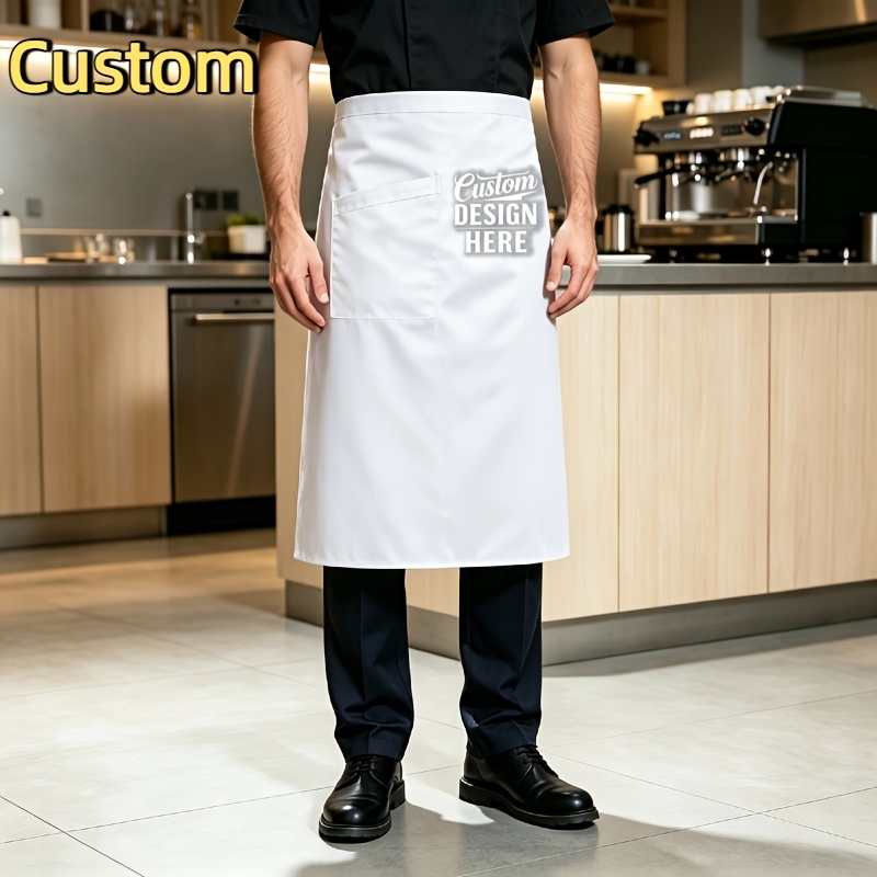 TEMU 1pc Halapron con Cordino Personalizzabile, Cintura Regolabile, Logo// Personalizzato, Halapron Corto Unisex da Chef, per Cucina, , Bar, Uniforme