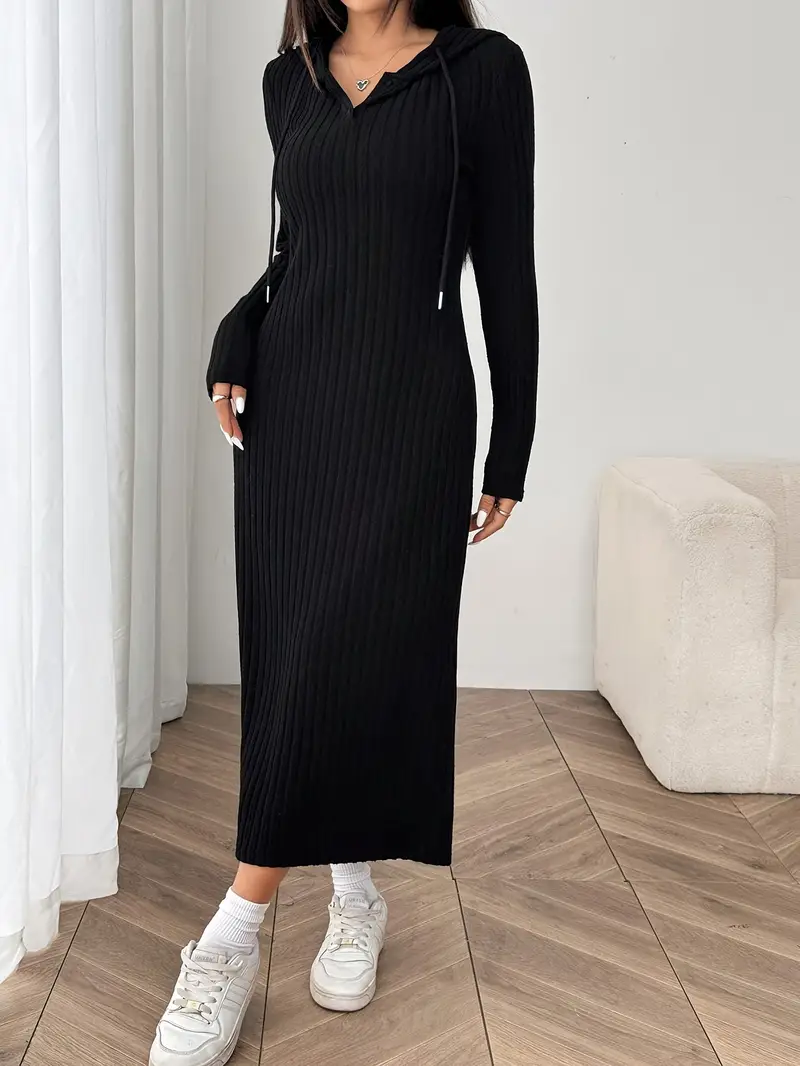 womens winter long maxi dress hooded v neck line silhouette - Temu Mauritius womens winter long maxi dress hooded v neck line silhouette - Temu Mauritius