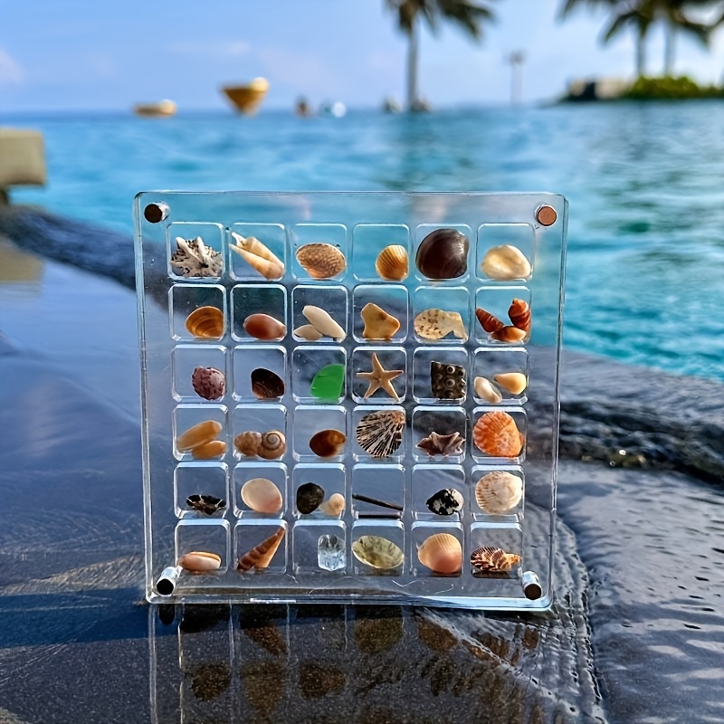 

Chic Acrylic Magnetic Shell Display Box - Transparent, Stackable Storage For Beads & Jewelry, Perfect Beach Holiday Gift Decor