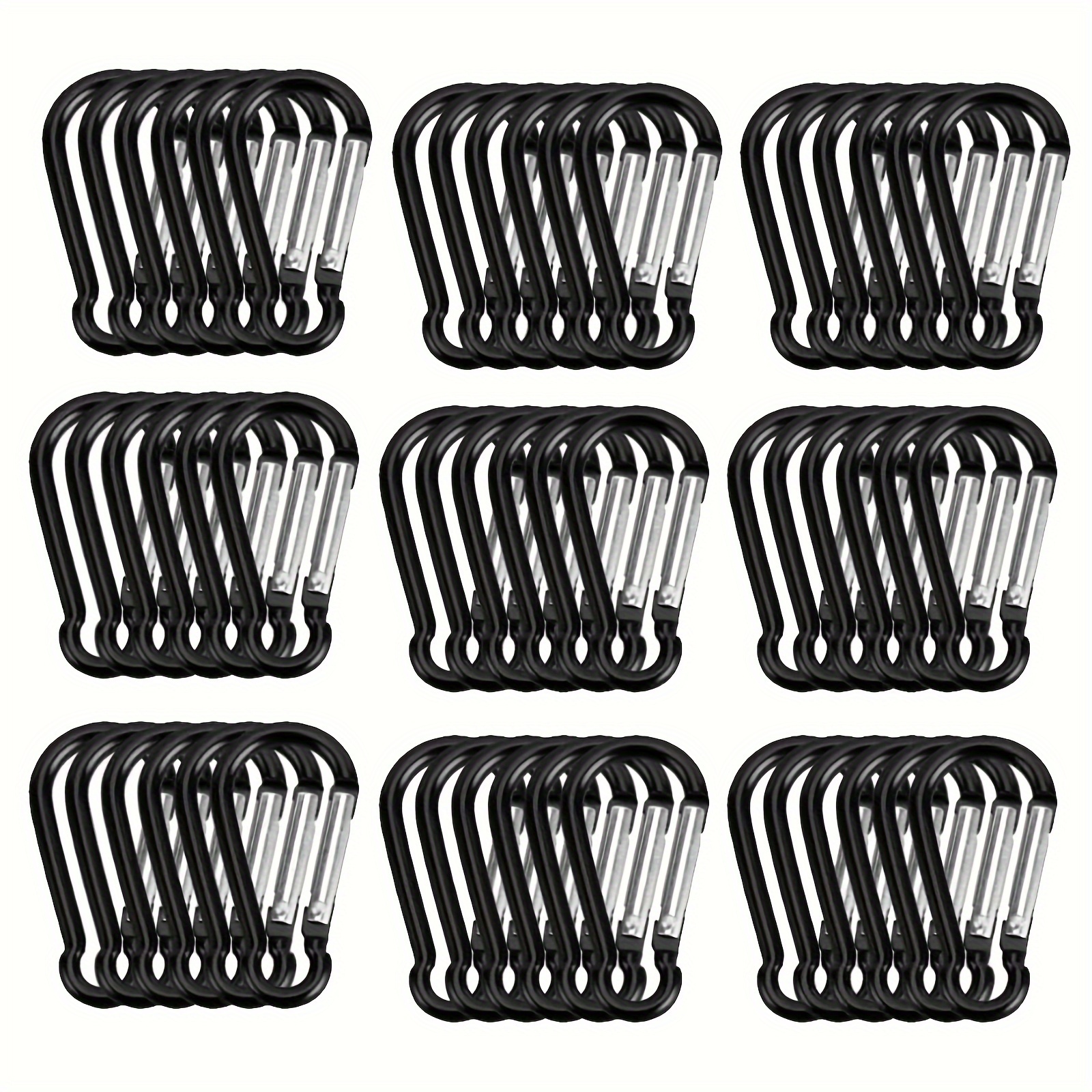 

50 Pcs Black Aluminum Carabiners, Small Climbing Keychains, Suitable For Camping, Hiking, Fishing - Astarfavor