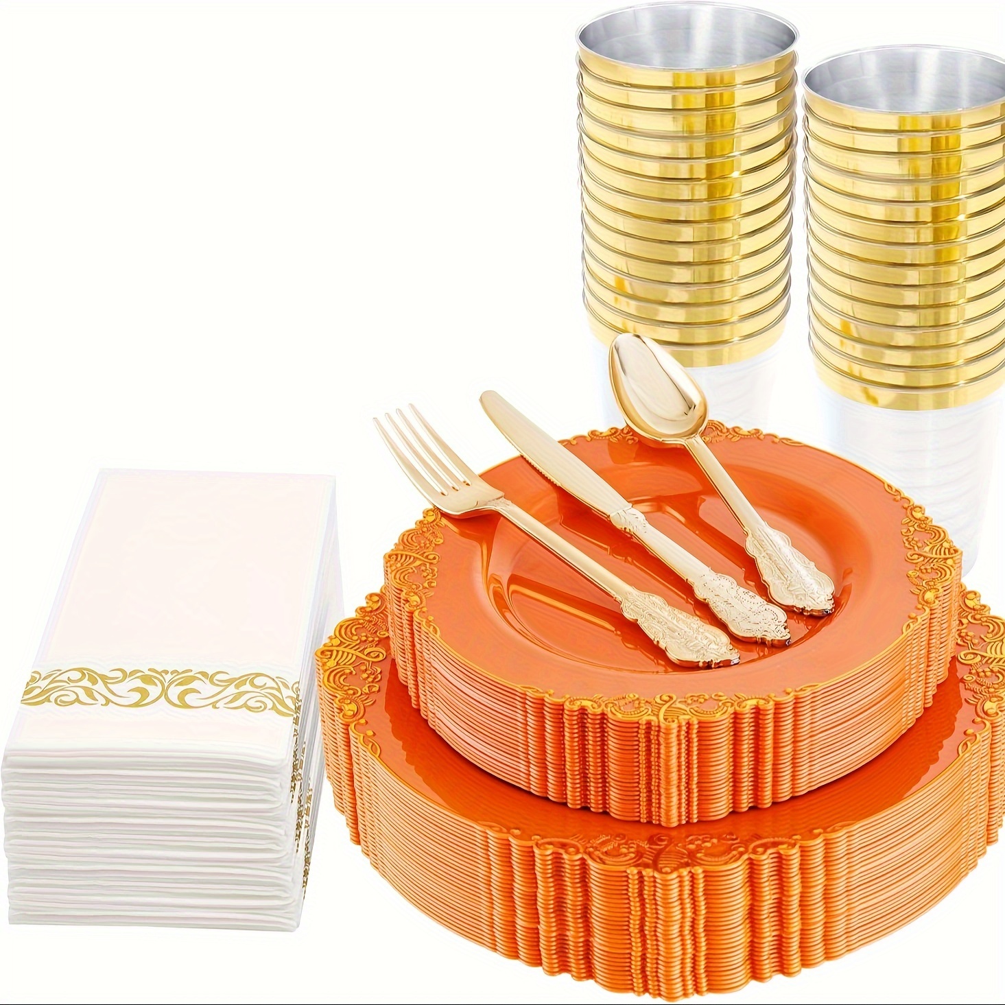 

Nervure 175pcs Plastic Plates - And Gold Disposable Plates For 25 50plates, 25cups, 25forks, 25knives, 25spoons, 25napkins For & &