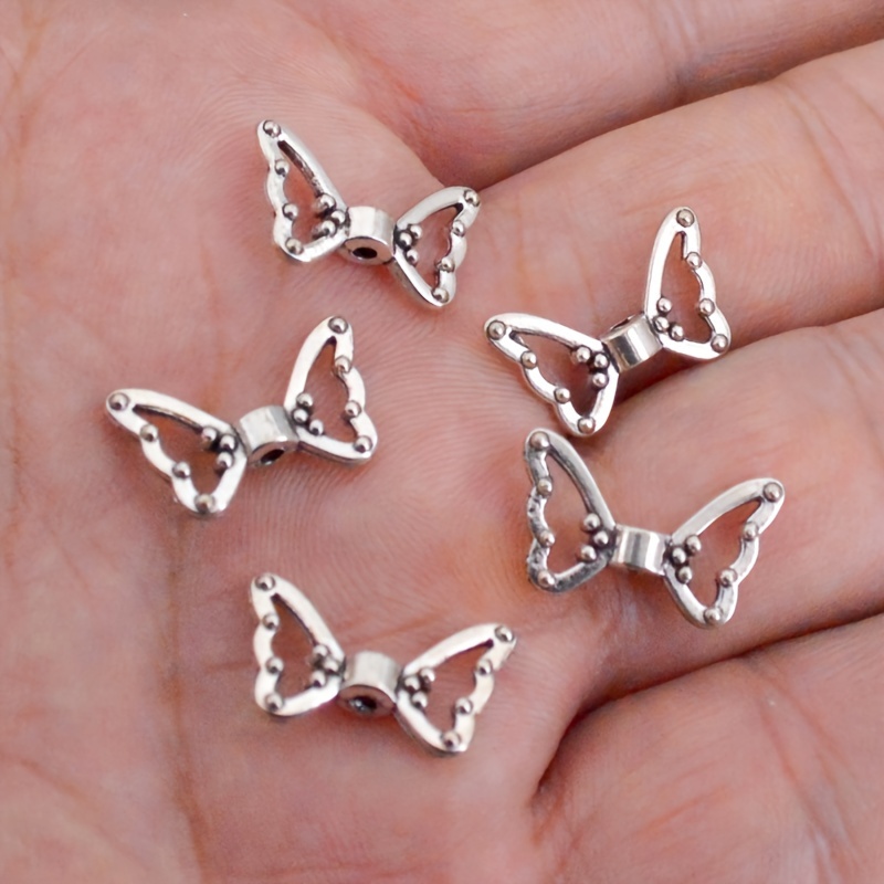 

25pcs Bohemian Style Antique Silvery Hollow Wings Bead Pendant For Women' Retro Handmade Jewelry Earrings Necklace Accessories Gifts