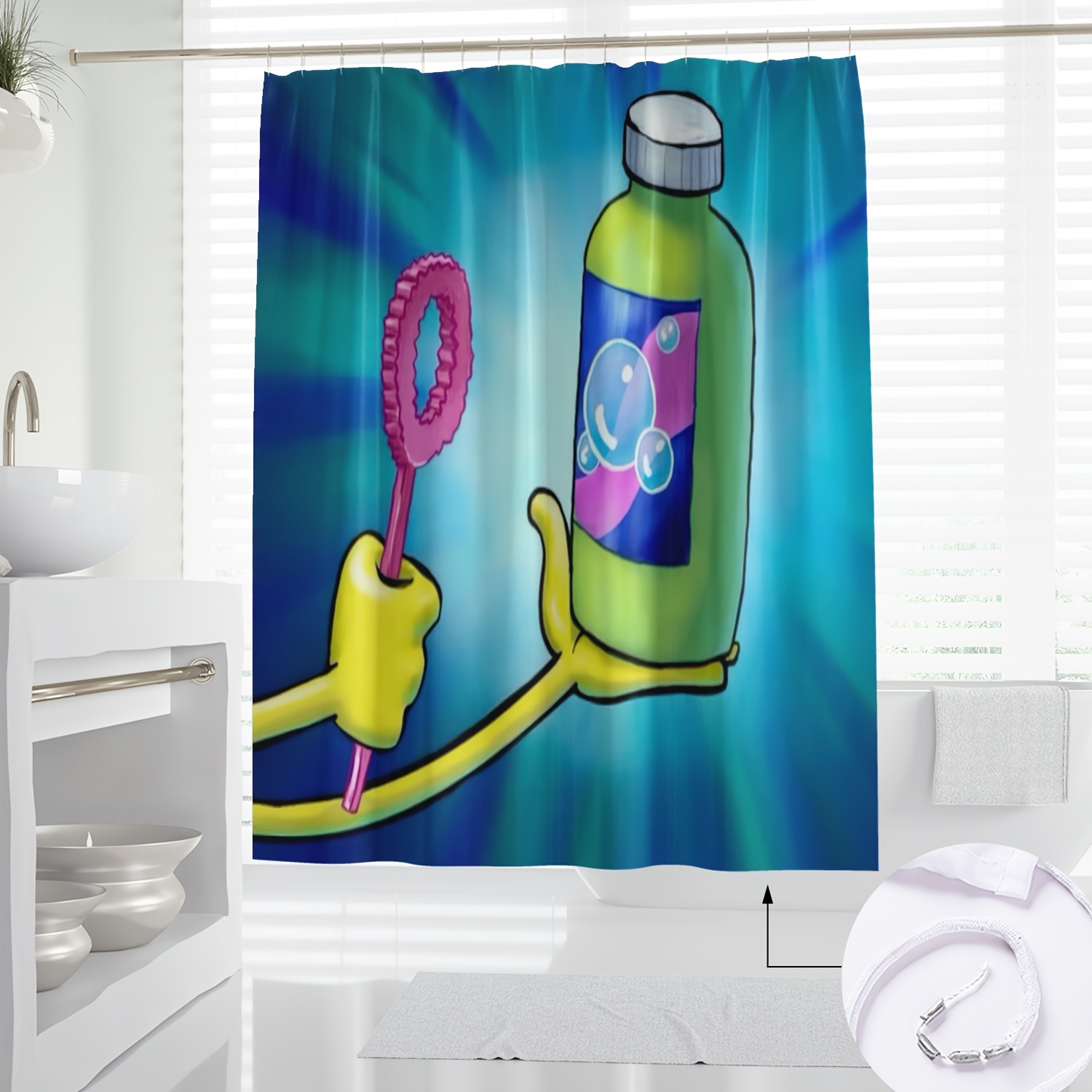 

1pc Cute Cartoon Shower Curtain - Waterproof, Machine Washable With Hooks Included - Modern Nordic Style Bathroom Decor