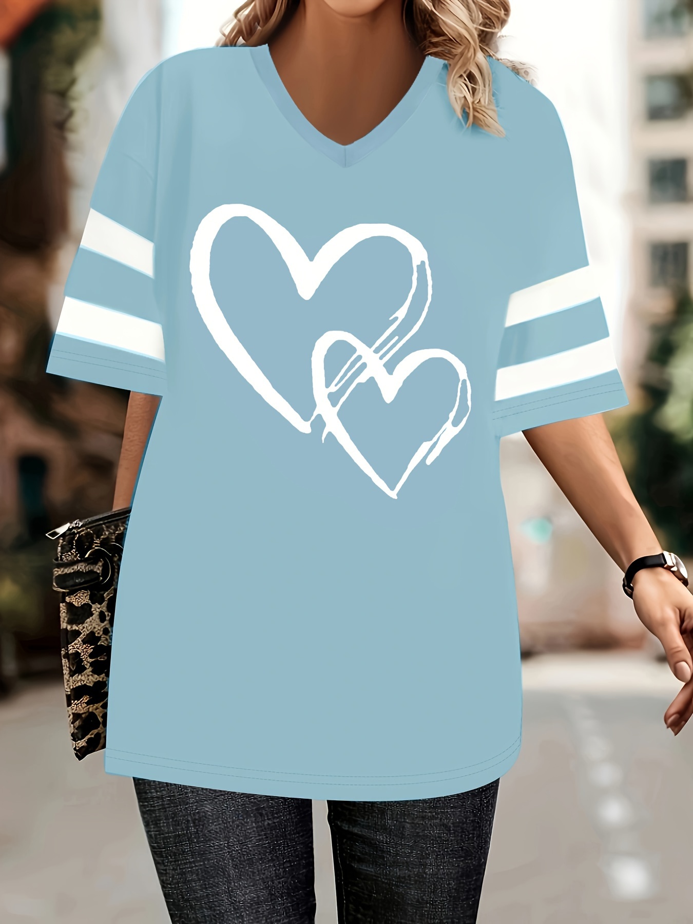 LOVE Fashion Trendy Heart Dressy Casual V Neck Sweatshirt Size 2XL or 16 shops Misses