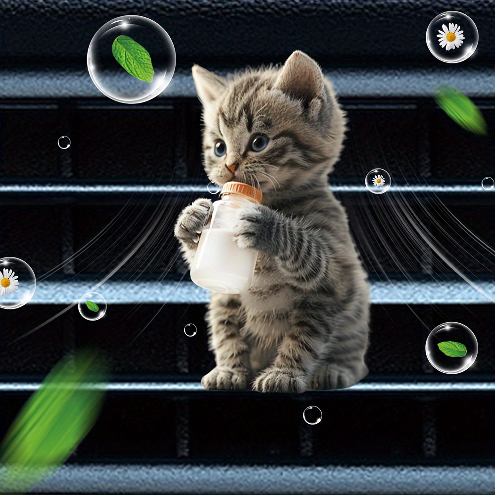 

Cat Car Vent Clip Air Freshener - Acrylic Decor With 2 Scented Tablets, & Random Scents, Interior