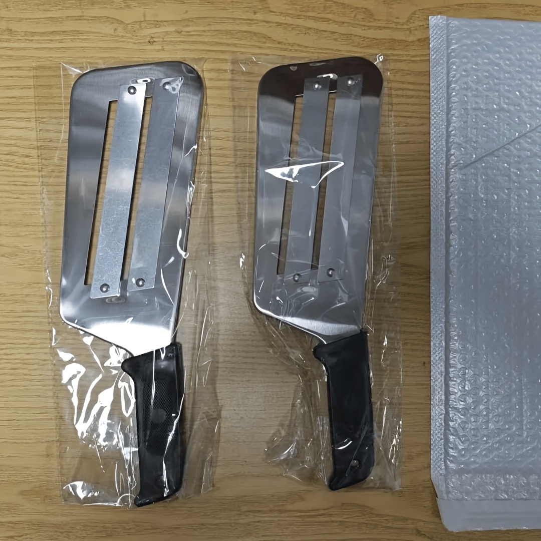 TEMU 2pcs Stainless Steel Vegetable Slicer& Cabbage , Handheld Kitchen Cutter With Black Non-slip Handle, Easy-clean Rust-resistant Slicer For Salad,