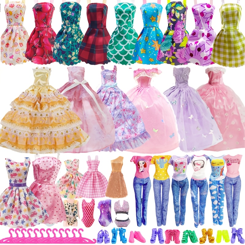 Image of Doll Additions, 3 Evening Dress, 3 Tops, 3 Pants, 2 Swimsuits Bikini, 10 Standing Skirts, 10 1 Hangers, 10 Pairs Of Shoes, Suitable For 11.5-inch Dolls, Excluding Dolls, Christmas Gifts