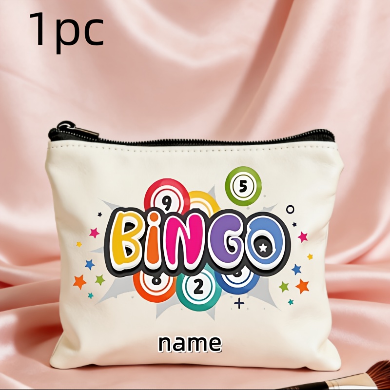 TEMU A Customizable Bag Featuring A Vibrant 'bingo' In , Surrounded By Colorful Number Balls In Bingo Games. Used As A Makeup Bag, Handbag, Toiletry