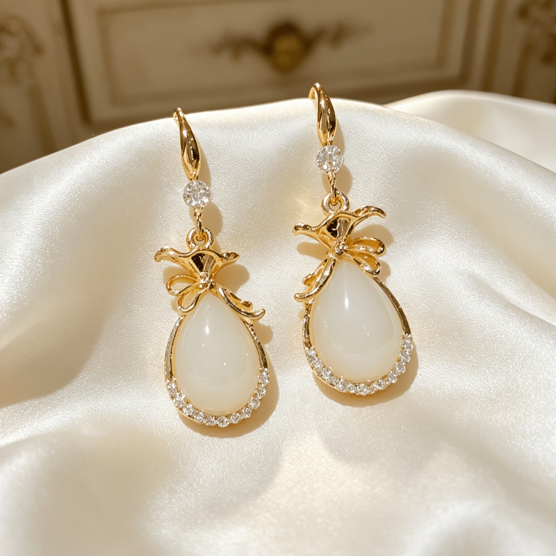 Women's Bohemian Plated Cat's Eye Stone Earrings