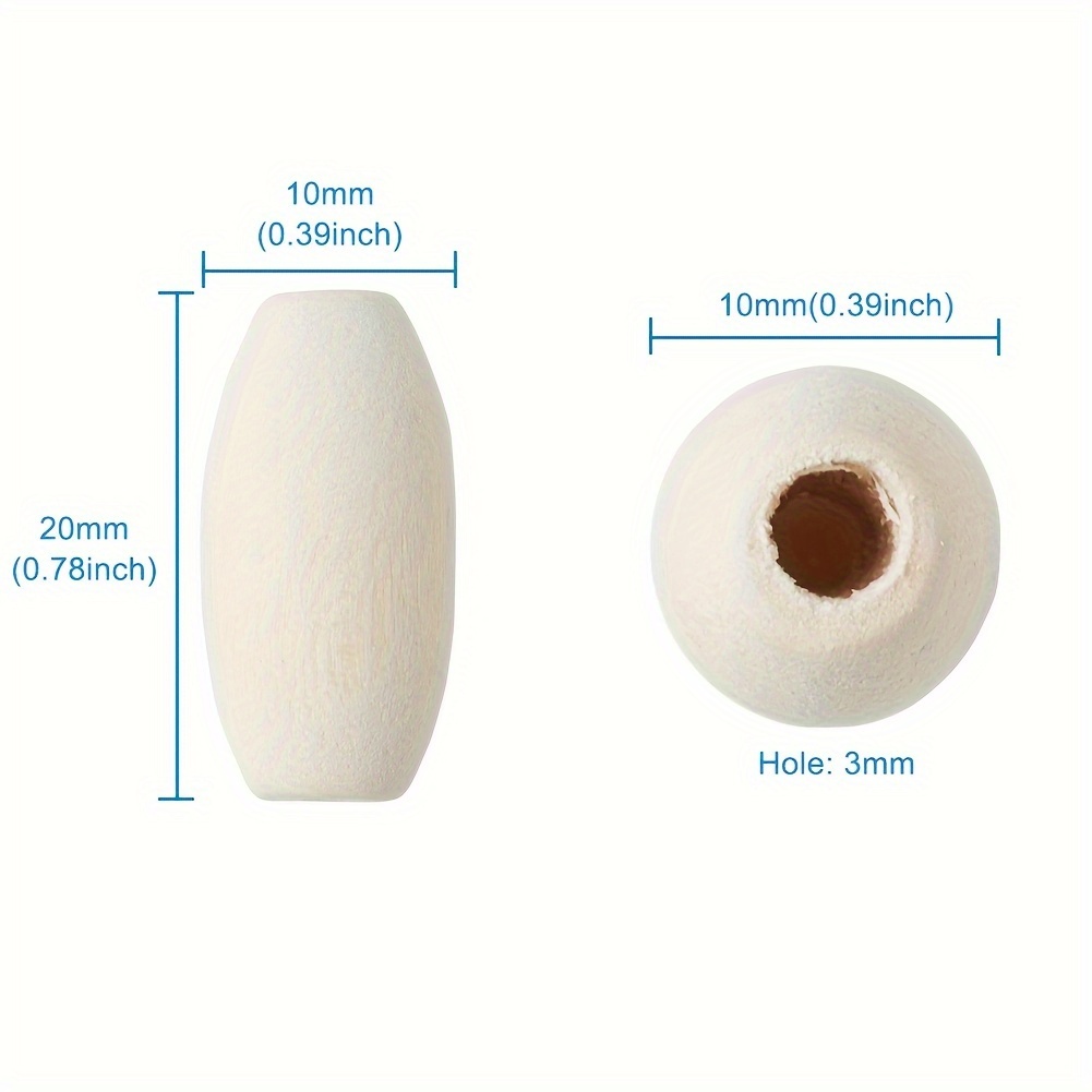 50pcs Wooden Beads, Oval, 20x10mm, Hole: 3mm, Fashionable, Making, Home Decoration