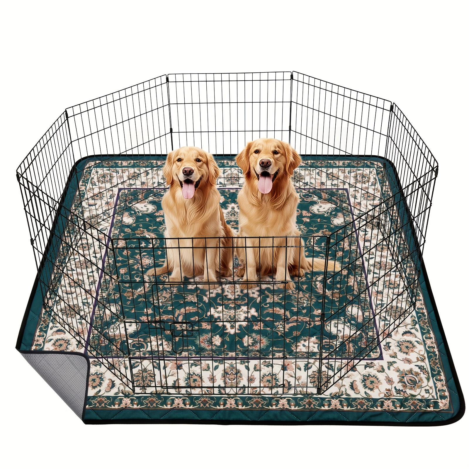 TEMU Set Of 2 Oversized Washable Dog Pee Pads, Designed For Reusable Puppy Training With Absorbent, Leak-resistant Fabric And A Non-slip Backing,