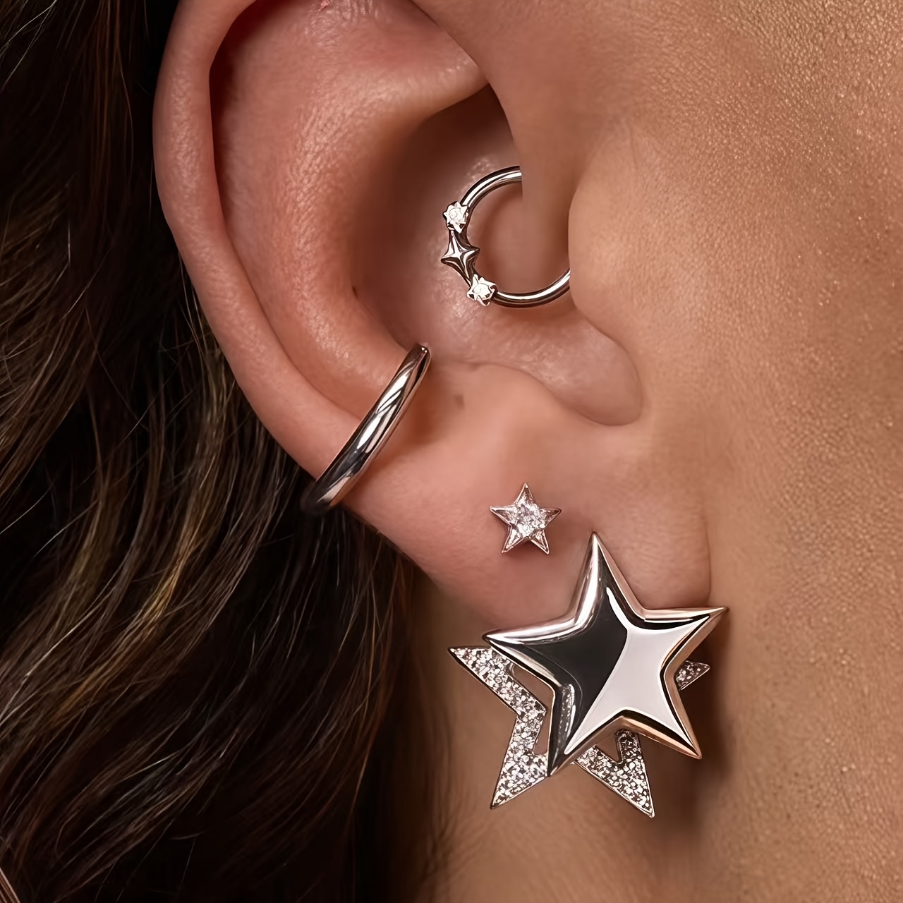 4pcs Women's Fashion Stud Earrings Set with Synthetic Zirconia