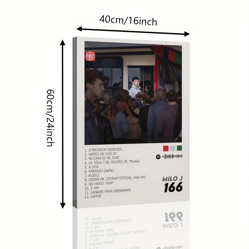 TEMU Cartel de Música Vintage Milo J Album66 - Títulos Retro de Canciones Españolas (e.g., " Floral") - Impresión en con Diseño Minimalista - Gancho