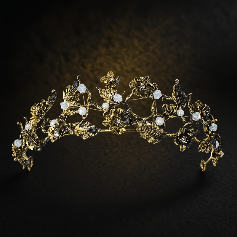 TEMU 1pc Individual Baroque Leaf Rhinestone Headband Accessory Festive Birthday Dressing Crown Headpiece