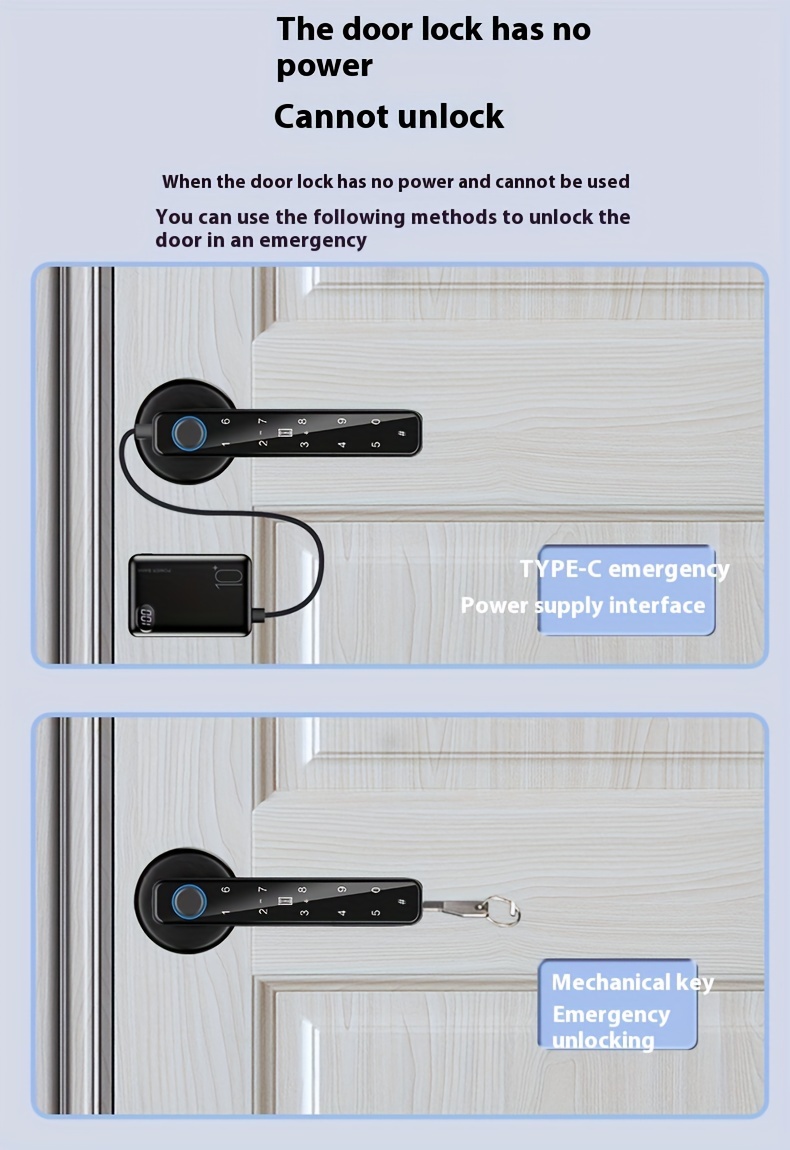 Serrure à empreinte digitale et mot de passe, serrure de porte électronique intelligente pour la maison et le bureau, installation facile sans perçage, lecteur de carte électronique à empreinte digitale et mot de passe