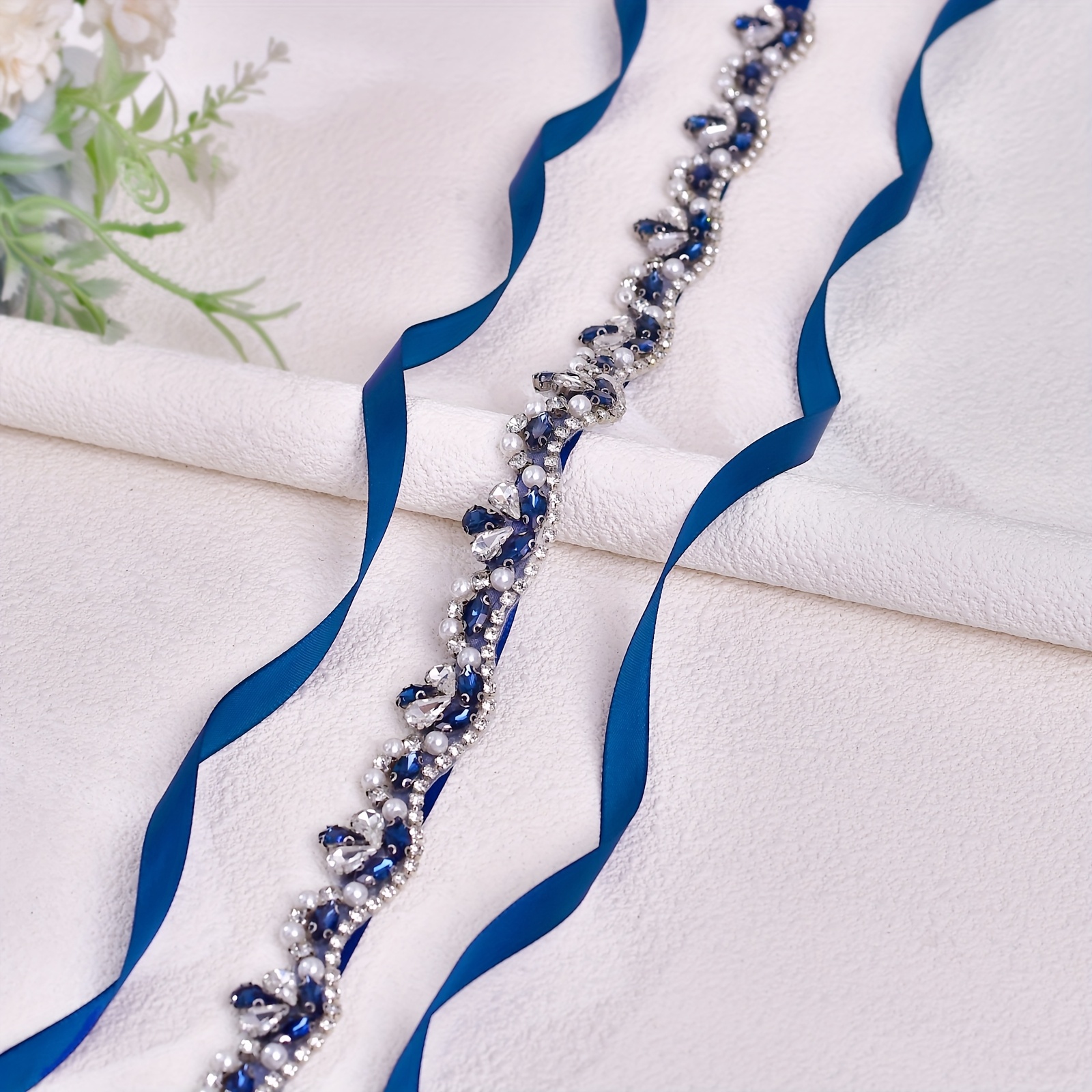 elegant navy blue bridal sash sparkling wedding Temu