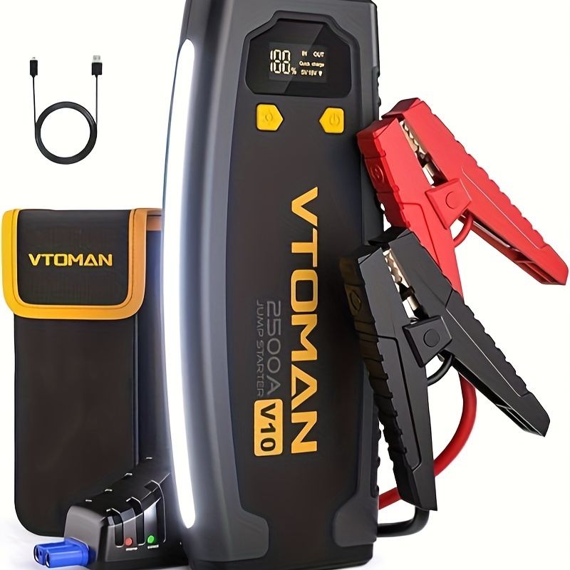 

Vtoman V10 Jump Starter, 2500a For 9l Gas And 7l Engine With Pd30w Two-way Quick Charge, Car Battey Charger Jump Box Portable, 12v Auto Battery Booster Power Pack With Jumper Cable Worklight