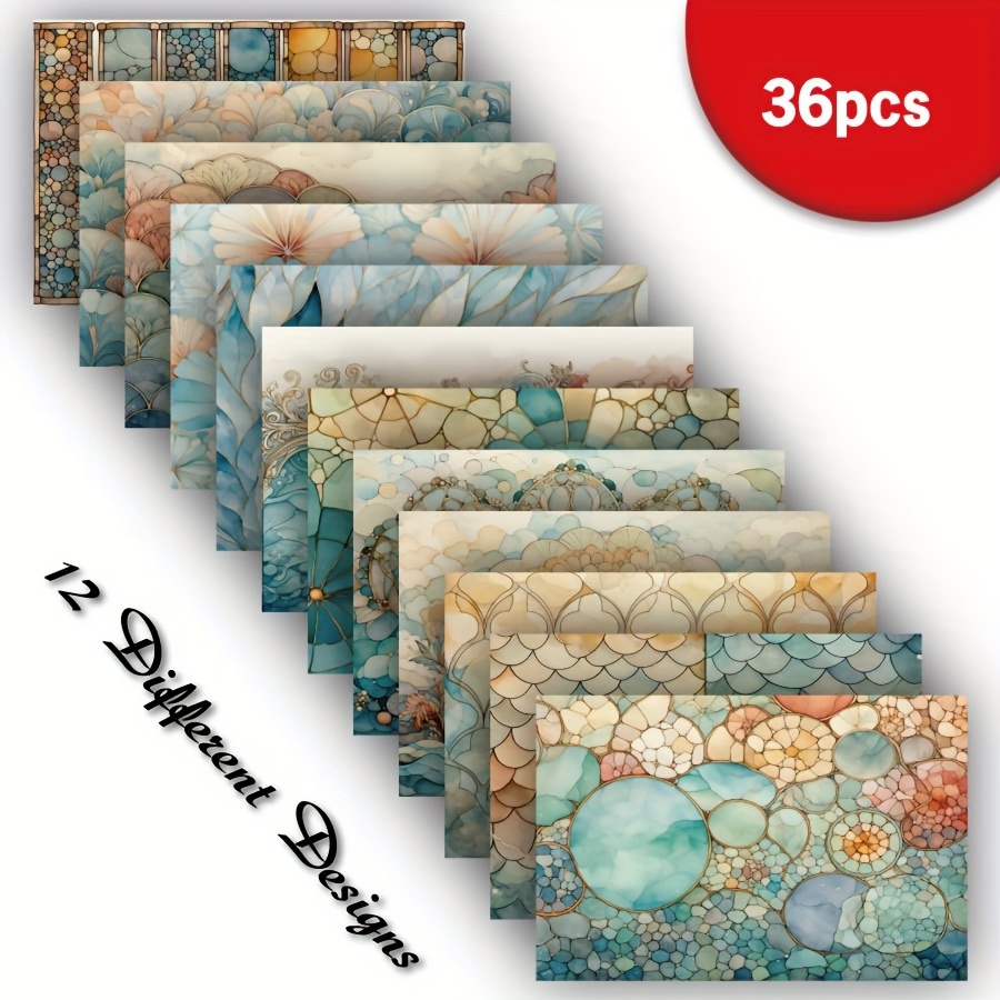 

36 Sheets A5 Sea Beach Scrapbook Paper, Fish Scale Scrapbooking Diy Paper, Stained Glass Handmade Greeting Cards, Perfect For Packaging, Bullet Journals, Craft Supplies, Decoration