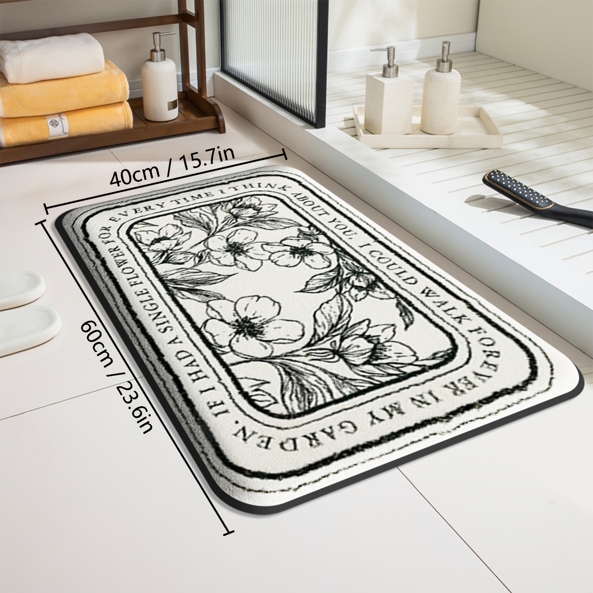 TEMU Alfombra de Baño Esponjosa y Gruesa, Alfombrilla Antideslizante para Cocina y Baño, Tapete para Entrada