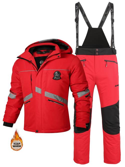 new mens thickened ski suit set mens casual warm suit made of polyester fabric 100 polyester fiber korean style casual suitable for winter