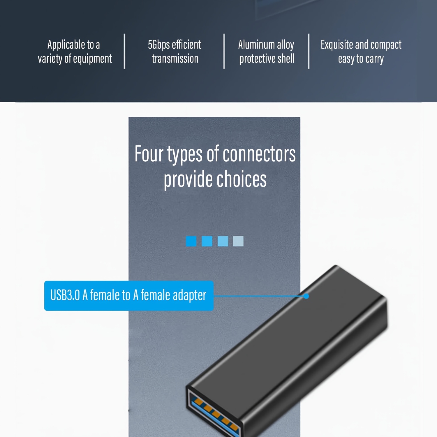 3kinds of USB 3.0 apters kit, USB 3.0 Female to Female and Male to Male and Female to Male, high Speed Convert Extension Coupler Connector converte,Black