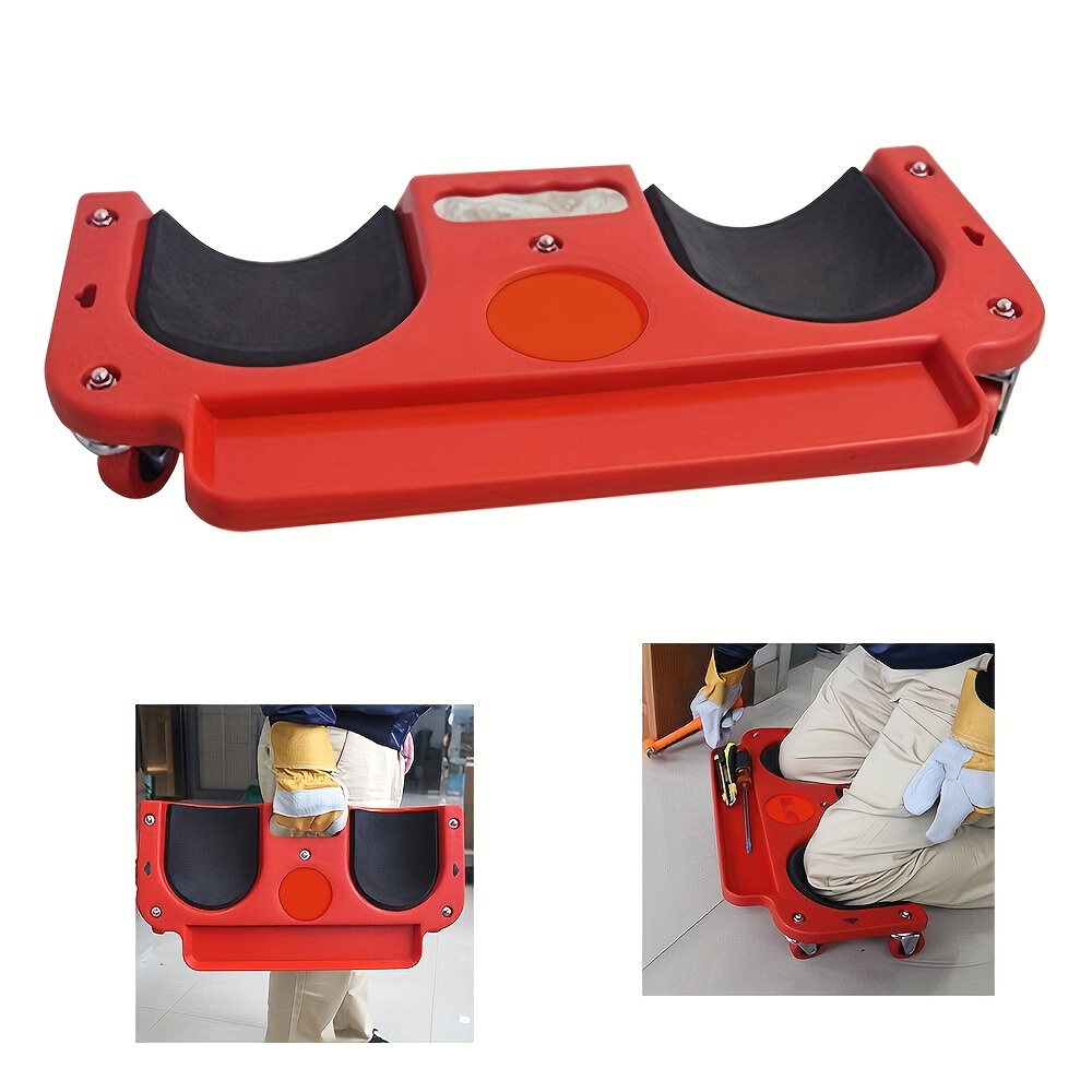 1pc rolling knee pad platform with wheels abs material multi function with built in tool tray comfortable cushioned kneeling pad for machine workers carpenters flooring and car repairs