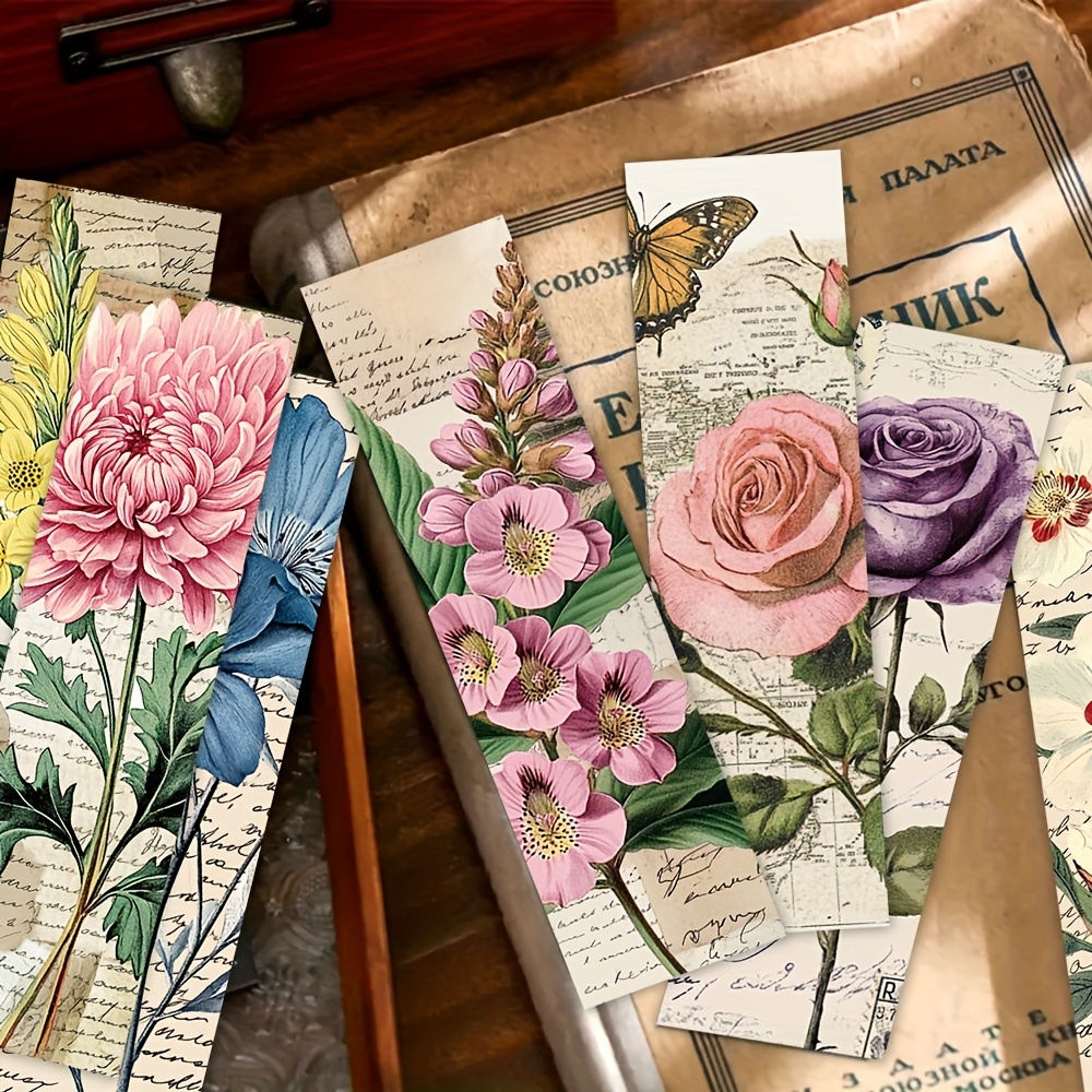 E-shop 30 Stück Vintage Blumen Lesezeichen Hohe Qualität Schöne Lesebuch Seite Etiketten Tagebuch Notizbuch Dekorative Marker Personalisierte Kreative