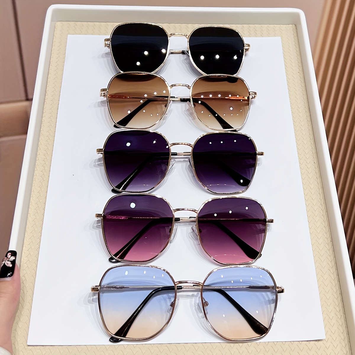 

5pcs Set Women's Vintage Fashion Glasses, Metal Hinge For &