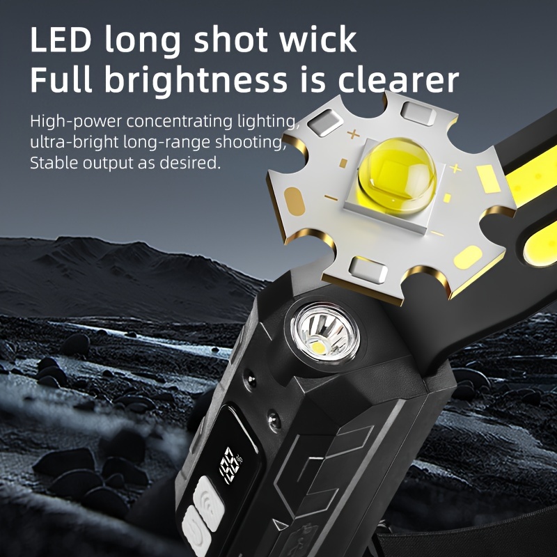 Ultra-Bright LED+COB Headlamp with Wave Sensor for Switch - Rechargeable, Adjustable Beam, Matte Finish for Outdoor Adventures, Rechargeable Headlamp details 5